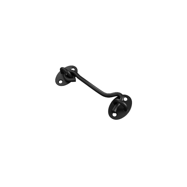 Nuvo Iron Black Heavy Duty 4in x1.6in x 0.7in Rustic Hook and Eye Latch, in color bag HEL4BLKB-MP24 - main